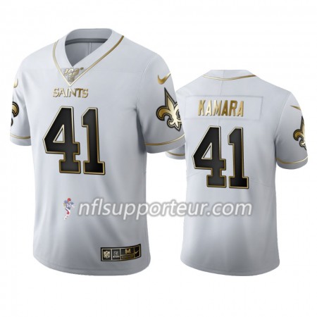 Maillot Homme New Orleans Saints Alvin Kamara 41 Nike Blanc Golden Edition 100th